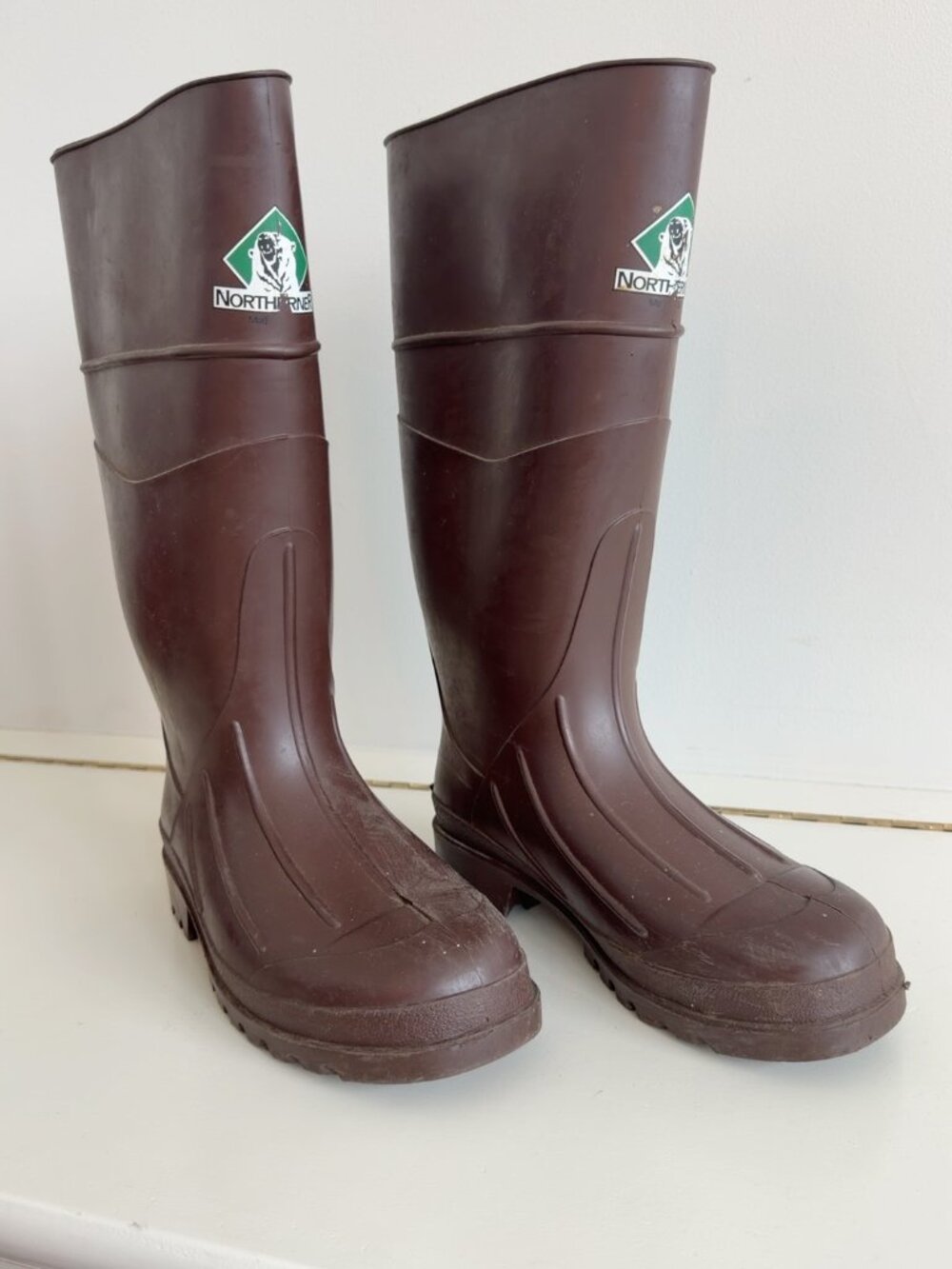 Northerner Brown Tall Waterproof Rubber Rain Mud Boots Size 5 Made USA